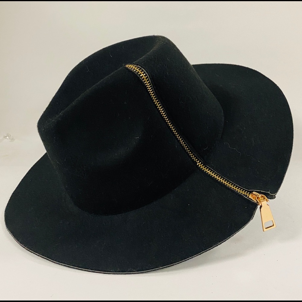NWT Felt Fedora with Gold Zipper Detail